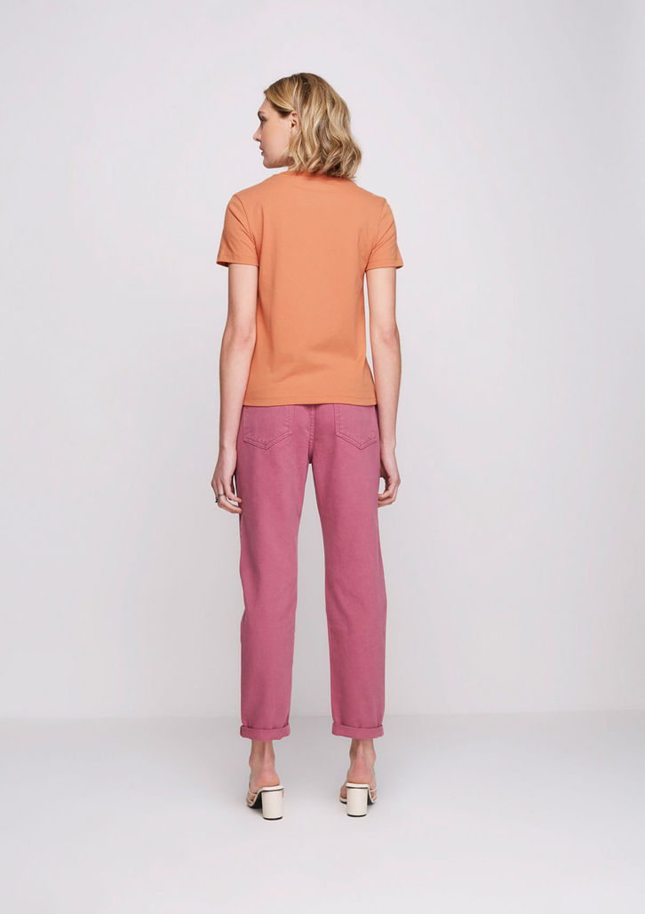 Blusa Marrom Dzarm Básica Manga Curta Em Malha