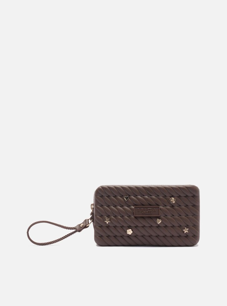 Clutch Marrom Pequena Metais Brizza