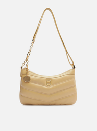 Bolsa Tiracolo Bege Couro Média Costuras