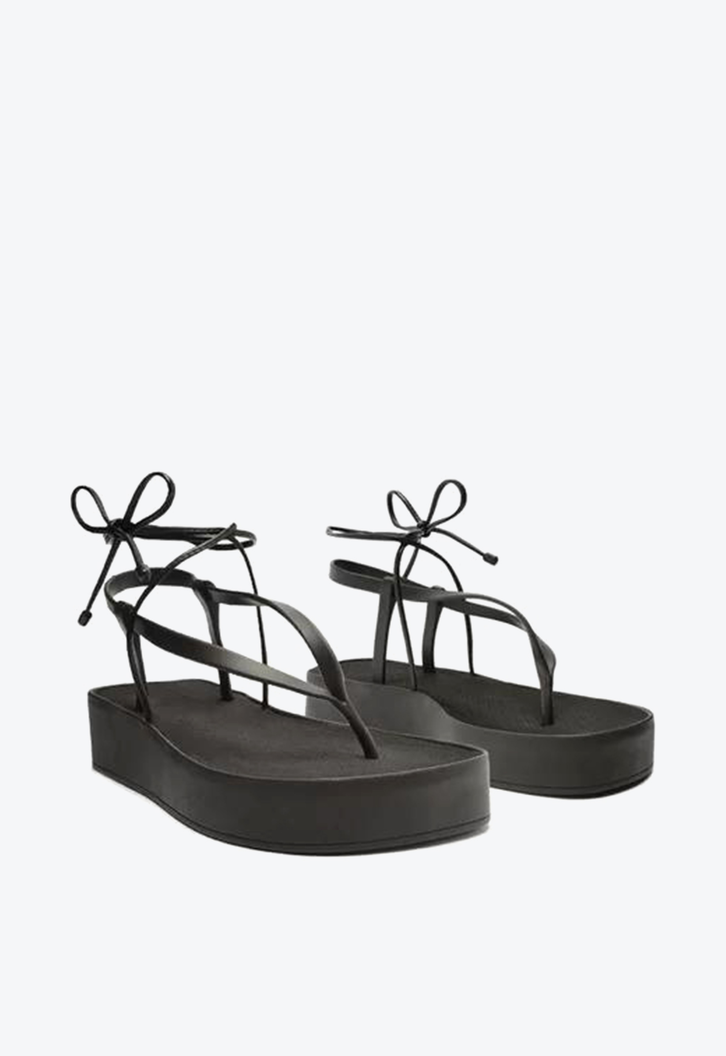 Sandália Flatform Preta Brizza Amarração Bela