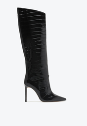 Bota Preta Schutz Over The Knee Couro Croco