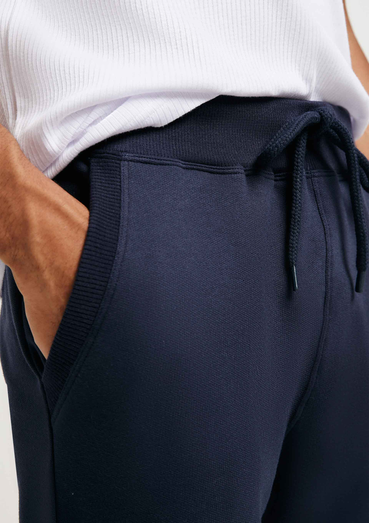 Calça Básica Azul Escuro Hering Jogger Em Moletom Peluciado
