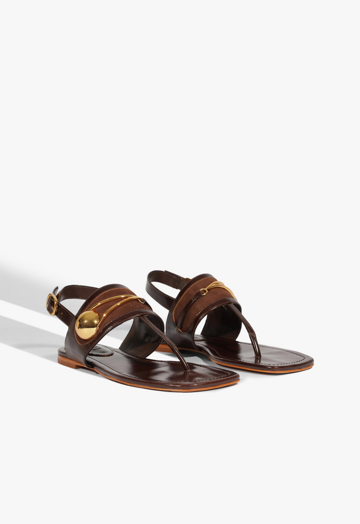 Sandália Rasteira Ornella Couro Marrom