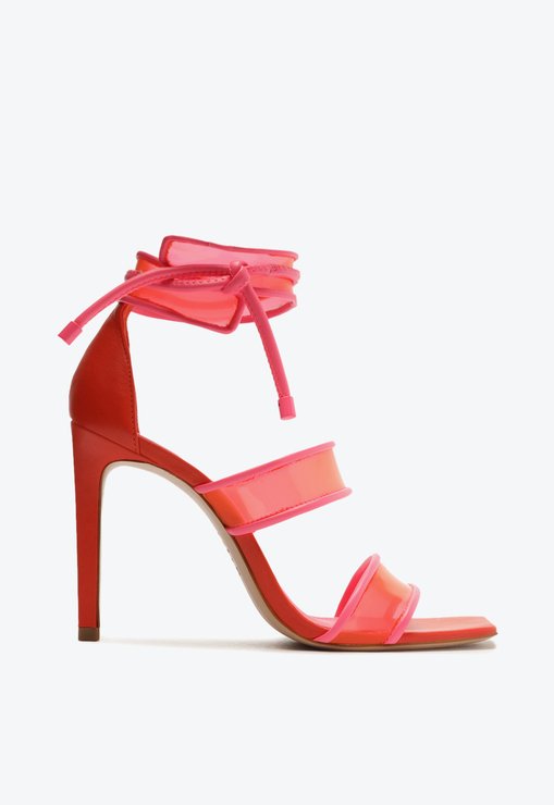 Sandália Salto Alto Thalia Vinil Amarração Pink