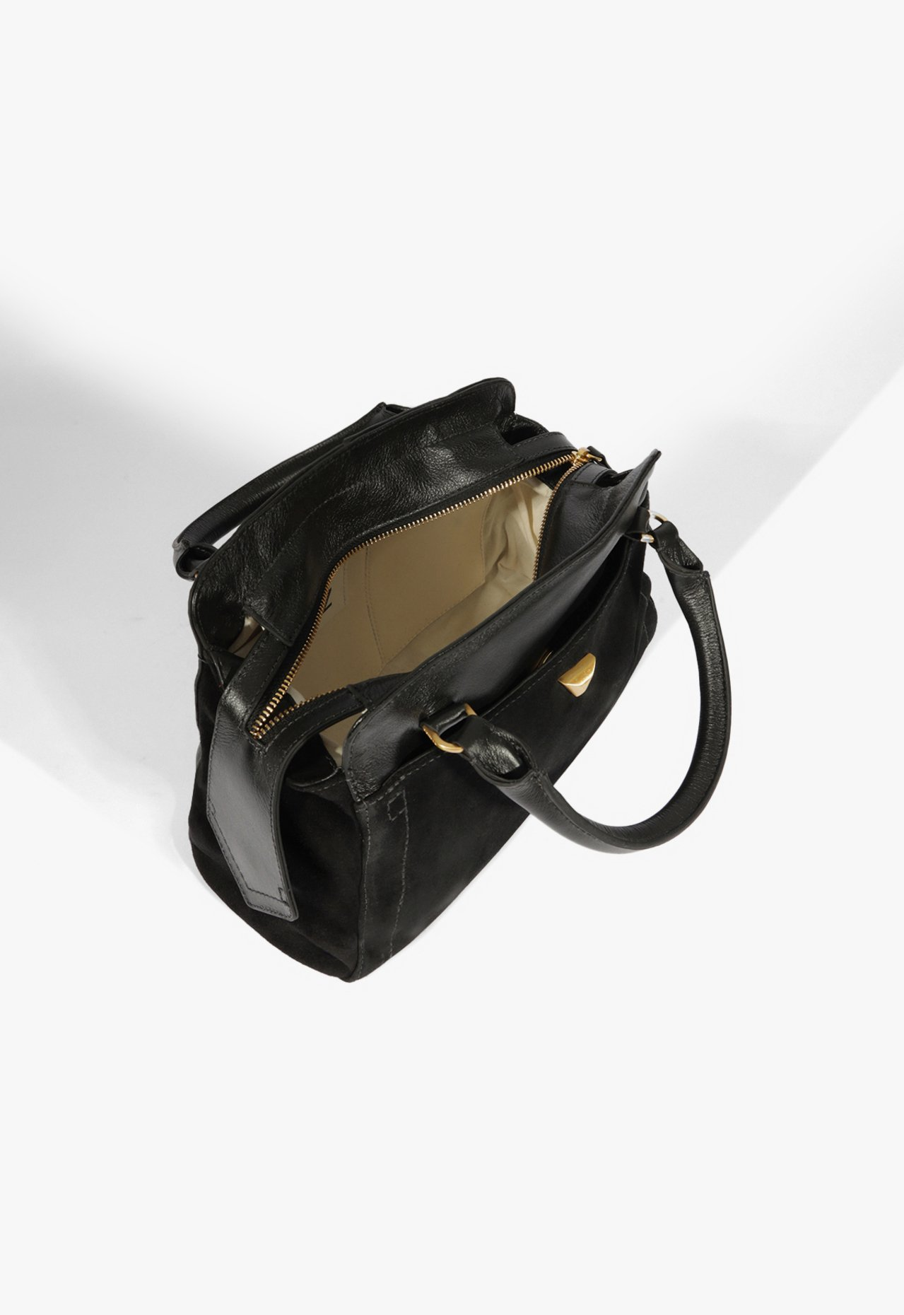 Bolsa Tote Média Olga Camurça Preta | ZZ MALL
