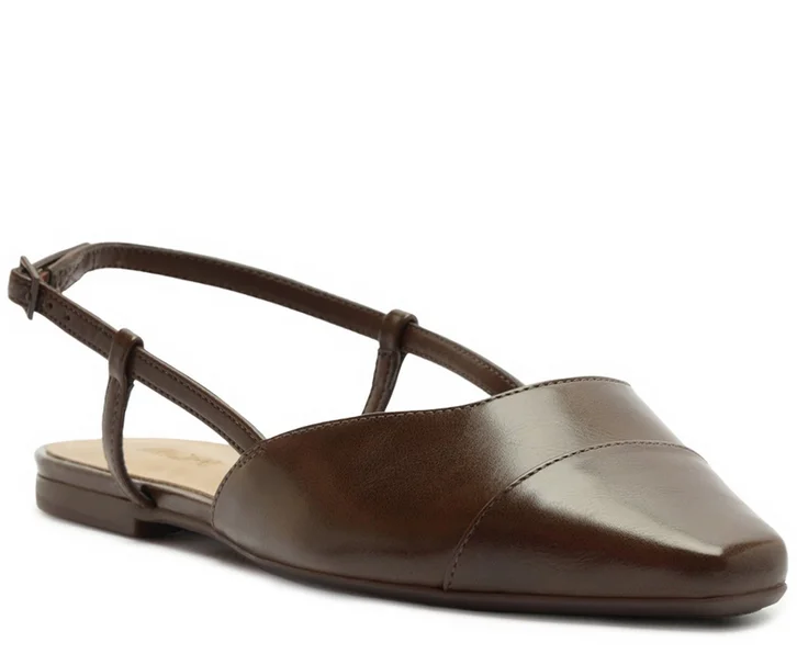 Sapatilha Slingback Ponta Verniz Marrom