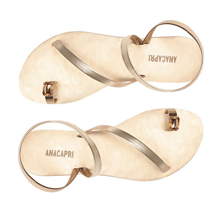 Nani_anela_by.liripi様確認用☺︎ Sandália Rasteira Anel de Dedo com Tiras Finas Preta | Anacapri