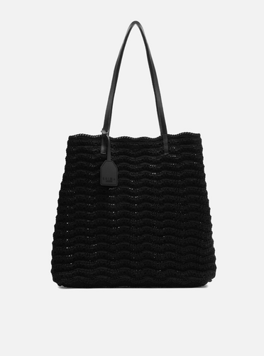 Bolsa Shopping Preta Crochê Daisy Grande | ZZ MALL