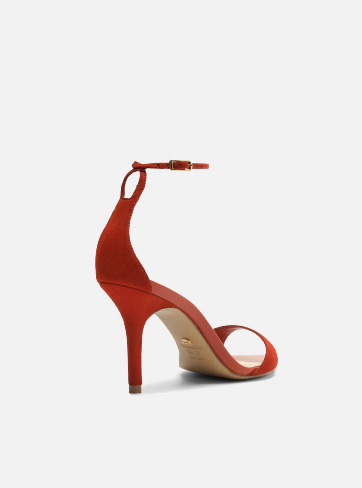 Sandália Terracota Acamurçada Salto Médio Tiras