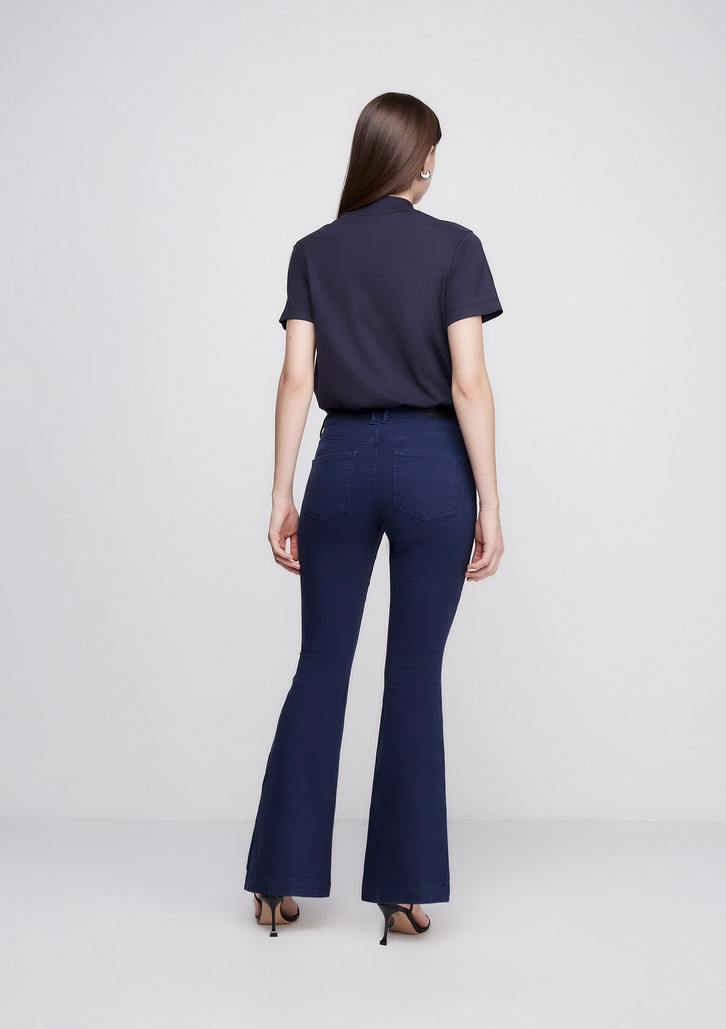 Calça Flare Azul Off White DZARM Slim Cintura Média