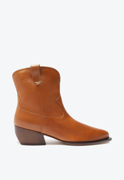 Bota Western Marrom Arezzo Couro Cano Curto