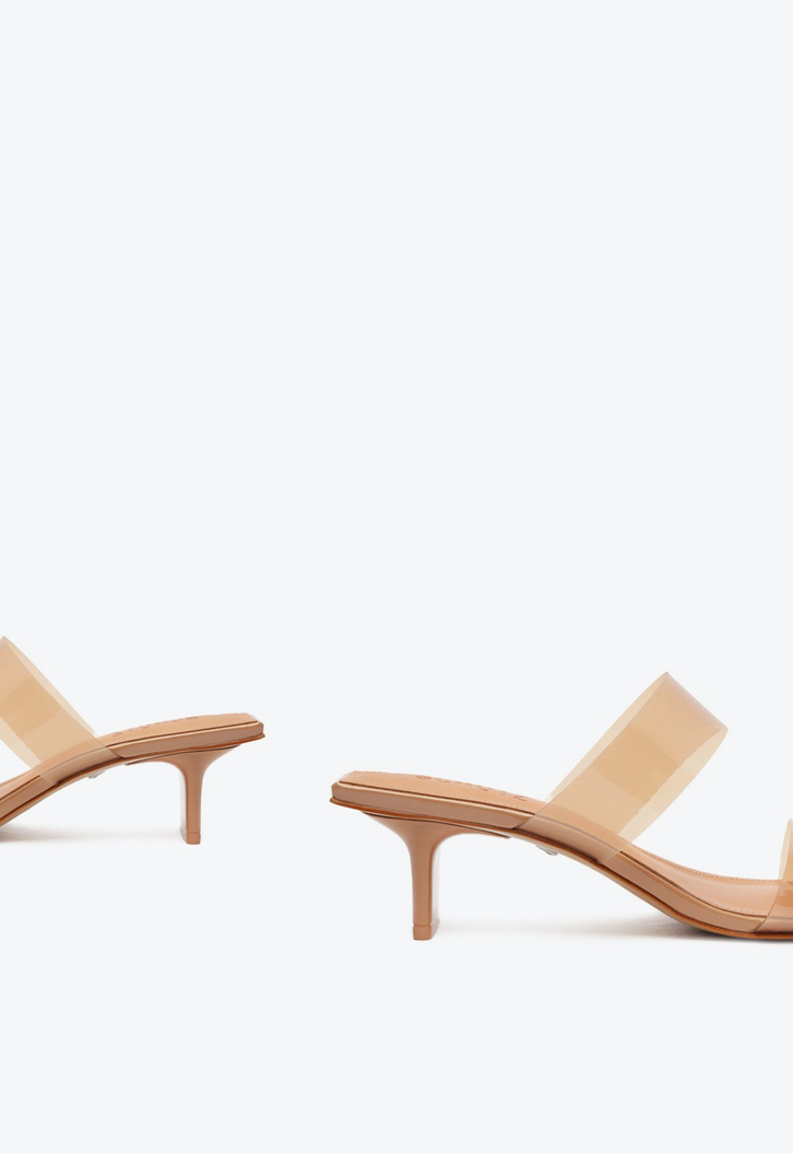 Sapato Mule Hot Transparency Vinil Bege