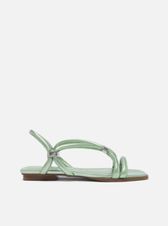 Sandália Rasteira Verde Arezzo Metal Tiras Maxi