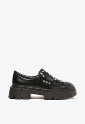Mocassim Preto Schutz Tratorado Couro Tachas