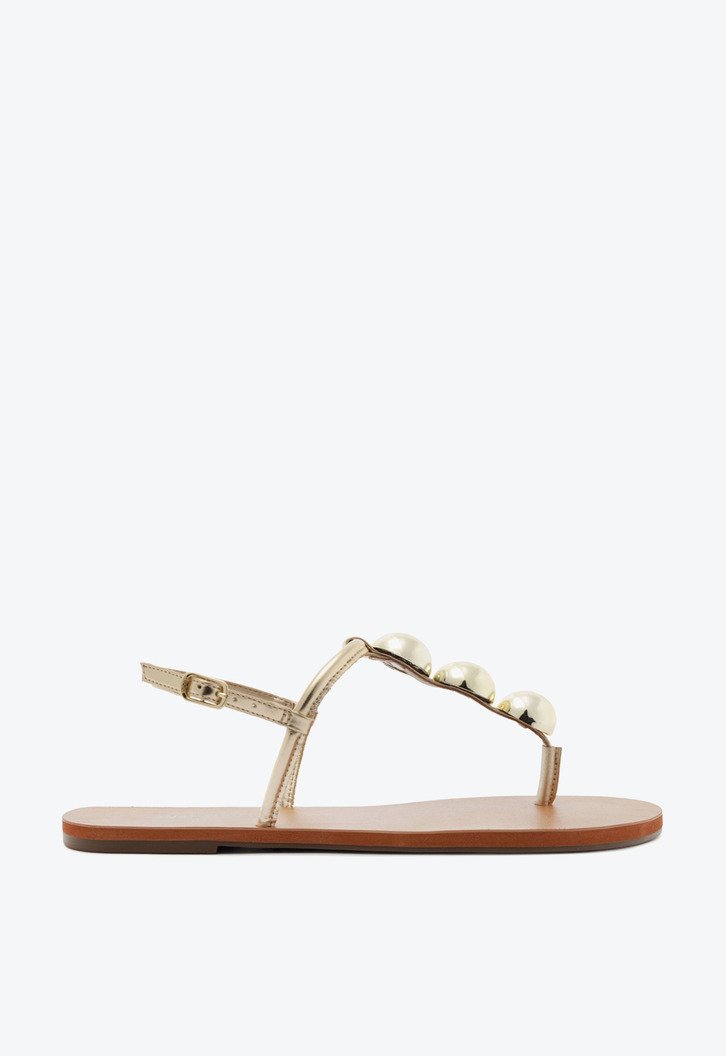 Sandália Rasteira Slim Adorno Dourada