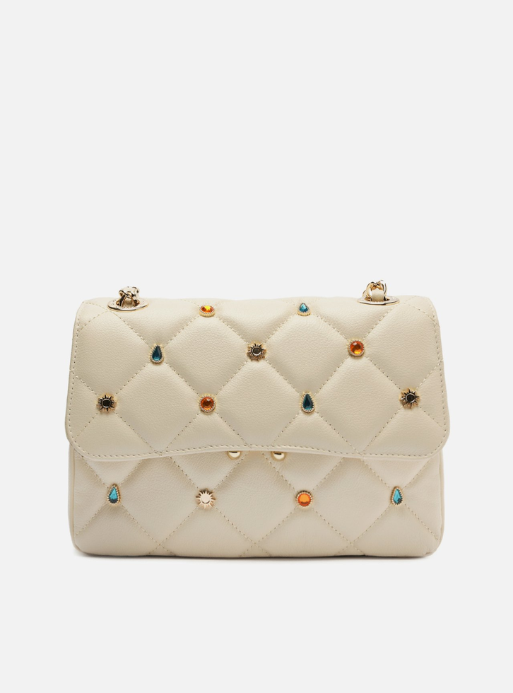 Tiracolo Branca Arezzo Couro Mizz Stones New Média | ZZ MALL