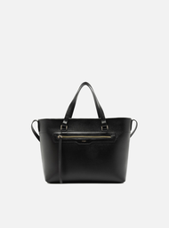 Bolsa Tote Preta Arezzo Couro Média Bolso Frontal