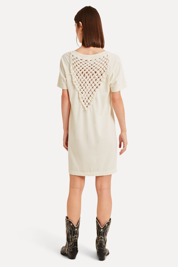 VESTIDO BEGE REVERSA MALHA MACRAME