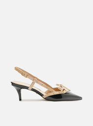 Scarpin Preto Arezzo Verniz Salto Kitten Slingback