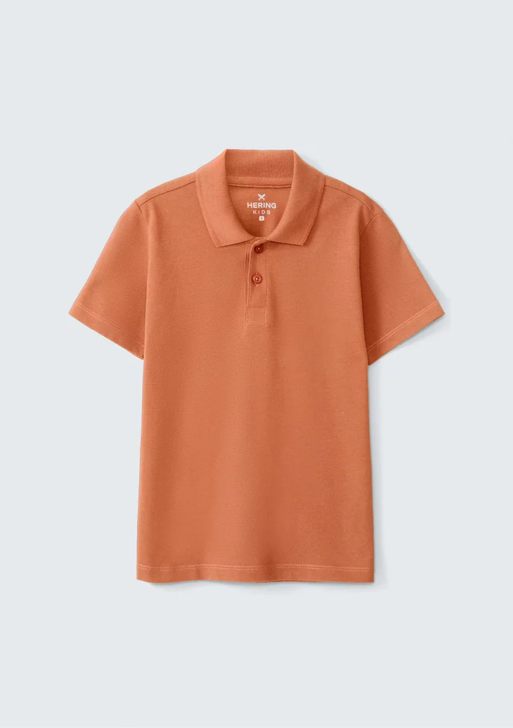 Camisa Polo Laranja Hering Infantil Menino Manga Curta Em Piquet