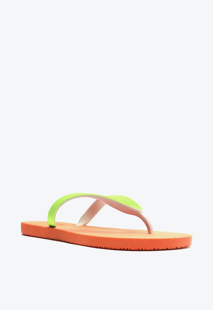 Chinelo De Dedo Verde E Laranja Brizza