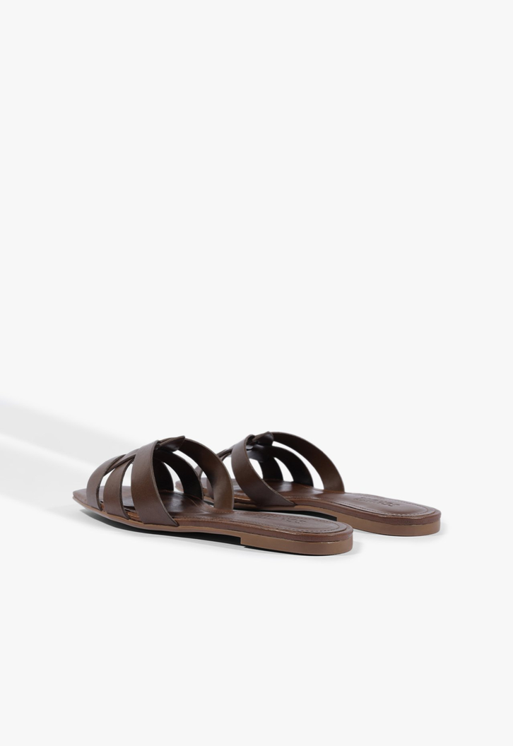 Rasteira Slide Couro Marrom