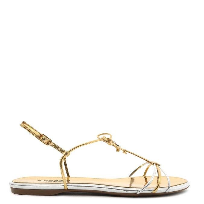 sandalia rasteira dourada arezzo