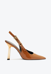 Sapato Scarpin Marrom Schutz Ciara Slingback Verniz Salto