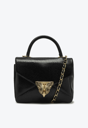 Bolsa Preta Schutz Butterfly Shoulder Média Couro Snake