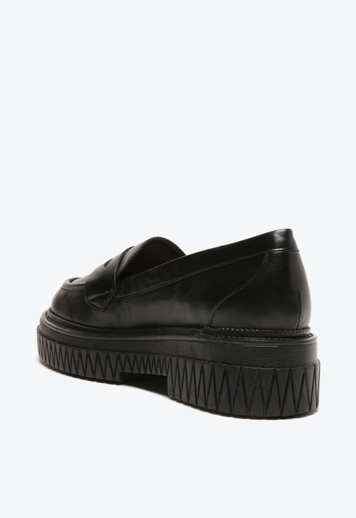 Sapato Mocassim Tratorado Viola Couro Preto