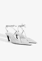 Scarpin Schutz Elvyra Mid Vinil Prateado | ZZ MALL
