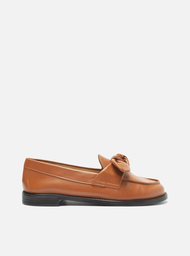 Mocassim Marrom Arezzo Couro Bico Redondo Tiras