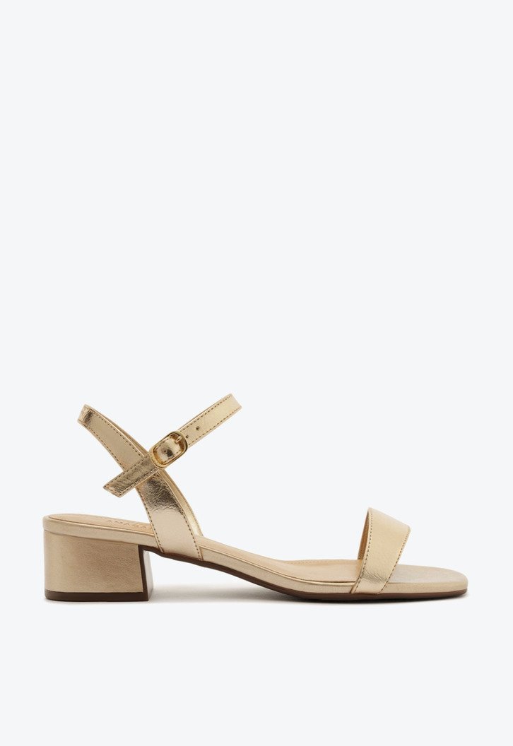 Sandália Salto Bloco Anya Dourada