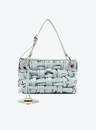 Bolsa Tiracolo Azul Arezzo Couro Média Tressê Maxi