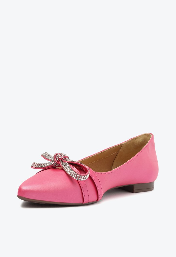 Sapatilha Bico Fino Rosa Laço Brilhos