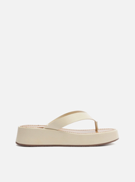 Tamanco Flatform Branco Arezzo Couro Thong