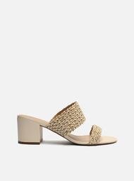 Sandália Off-White Arezzo Tressê Salto Médio Bloco