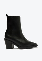 Bota Western Preta Arezzo Couro Cano Médio