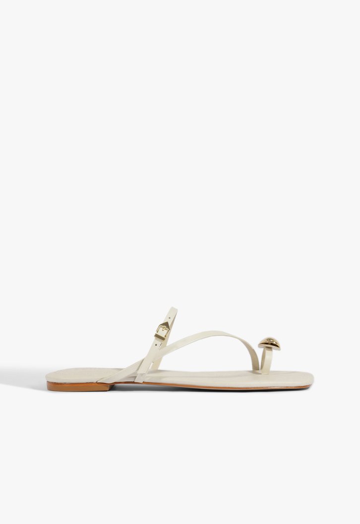 Sandália Rasteira Couro Branca