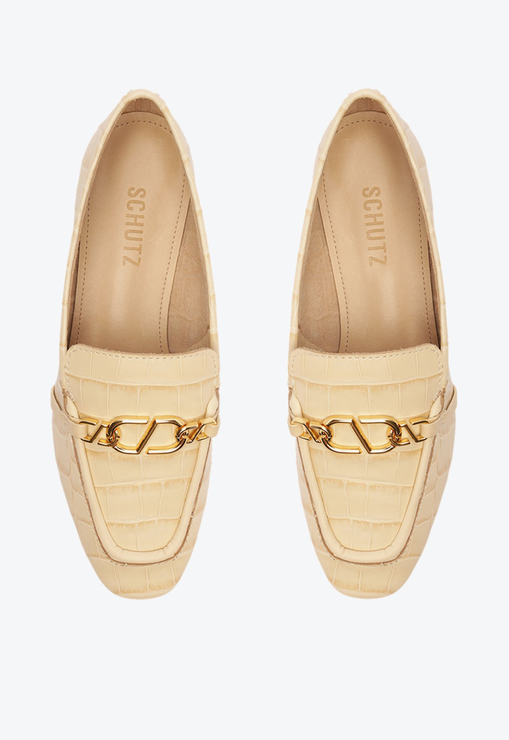 Mocassim Croco Enfeite Branco