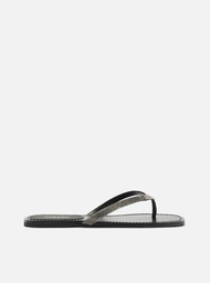 Rasteira Flop Preta Arezzo Strass Flip-