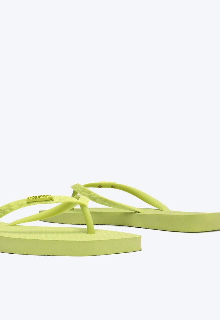 Chinelo De Dedo Verde Brizza Bico Quadrado Tiras