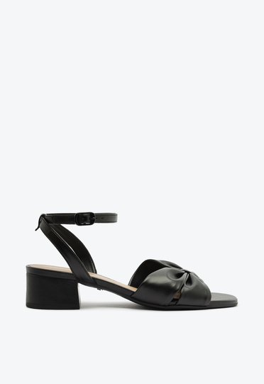 Sandália Salto Bloco Laço Preta | ZZ MALL