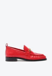 Mocassim Vermelho Schutz Enfeite Metal Couro