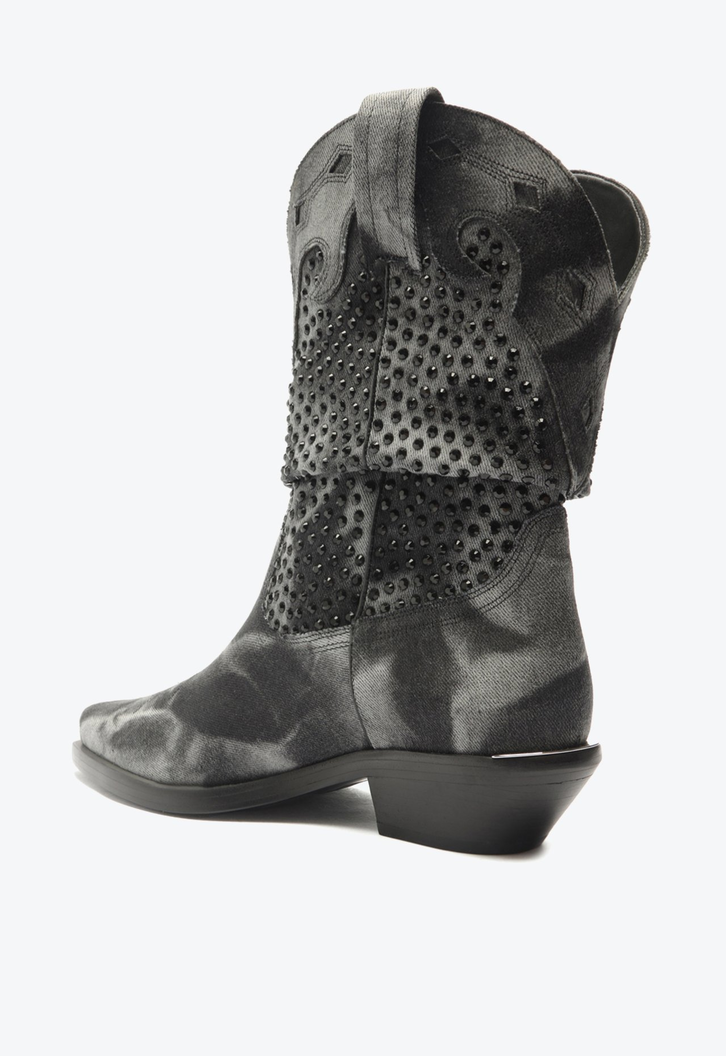 Bota Western Jeans Preta
