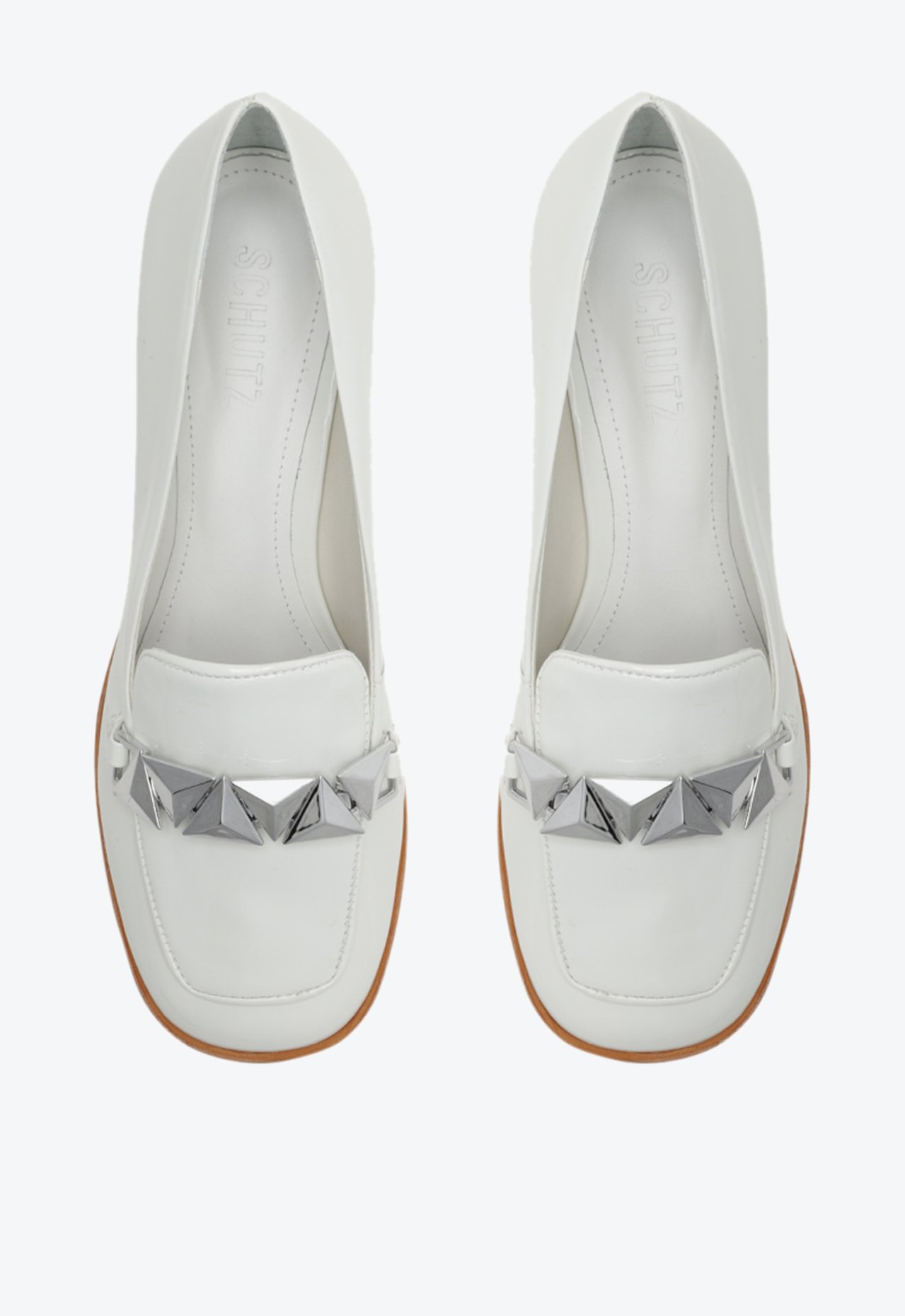 Sapato Mocassim Branca Schutz Domenica Verniz Triangle | ZZ MALL