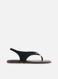 Sandália Rasteira Azul Acamurçada Tiras Metal