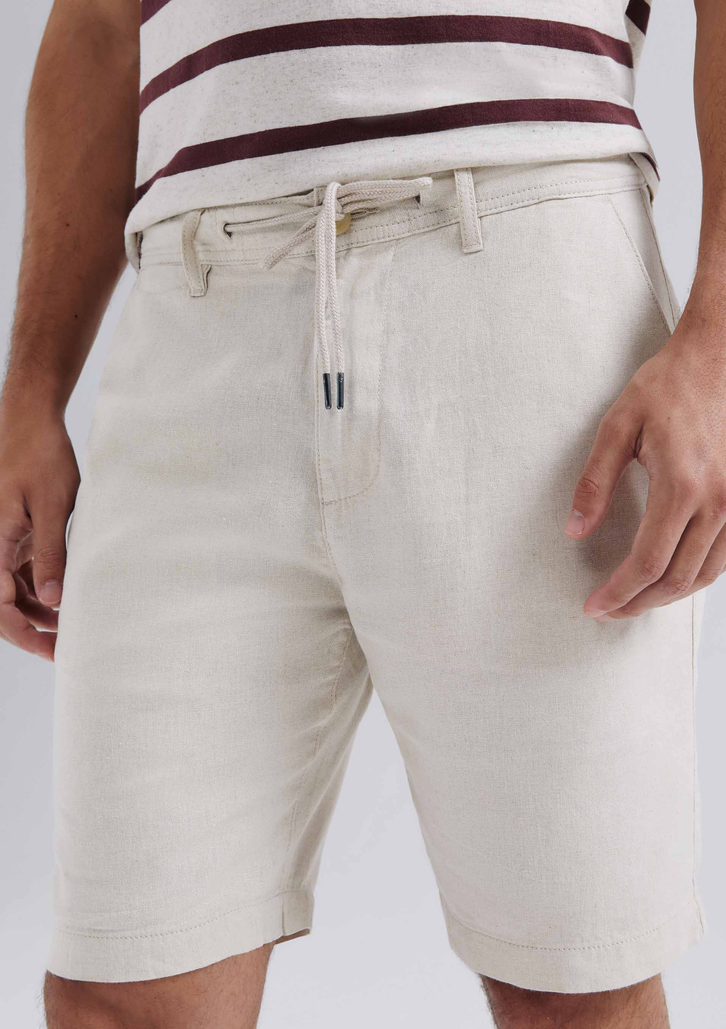Bermuda Bege Hering Básica Masculina Chino Em Linho