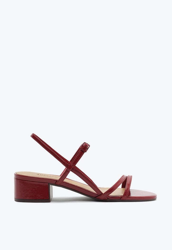 Sandália Slingback Salto Bloco Marrom