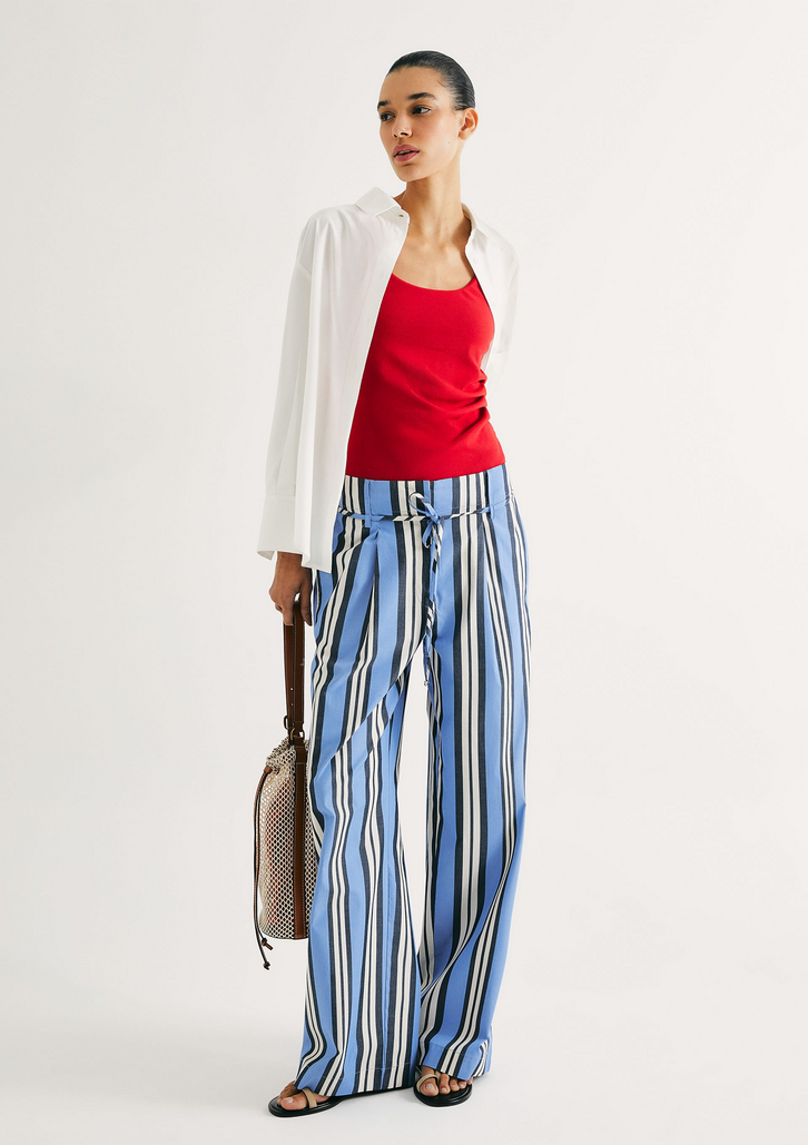 Calça Hering Azul Reta Em Fio Tinto